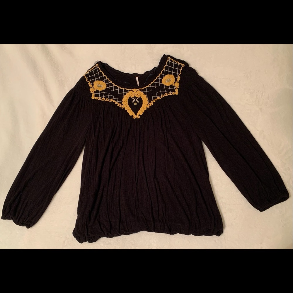 Free People Begonia Embroidered Knit Top